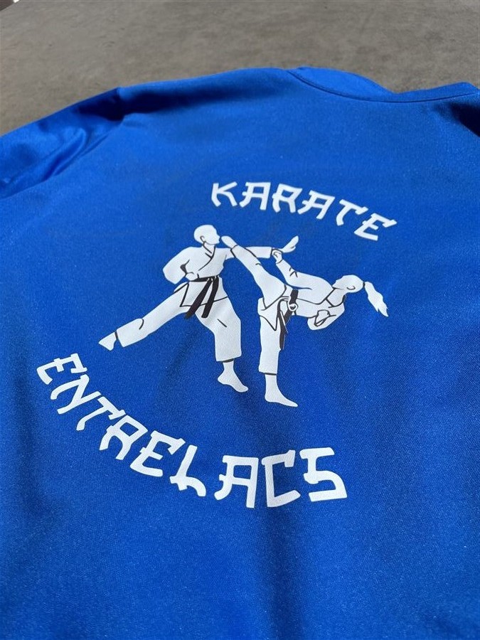 Transfert sweat bleu Karate Entrelacs graphique lutteurs
